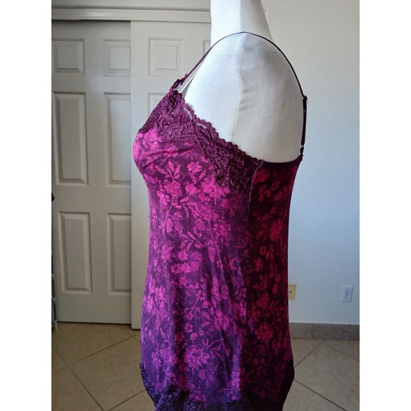 Lane Bryant Women Floral 14/16 Tank Top Layering Cotton sleeveless Cami Burgundy - Picture 6 of 14